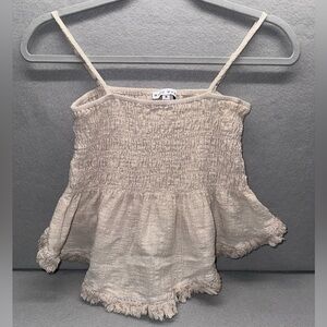 Cotton Miou Muse Asymmetrical Raw Edge Spaghetti Strap Sun Top